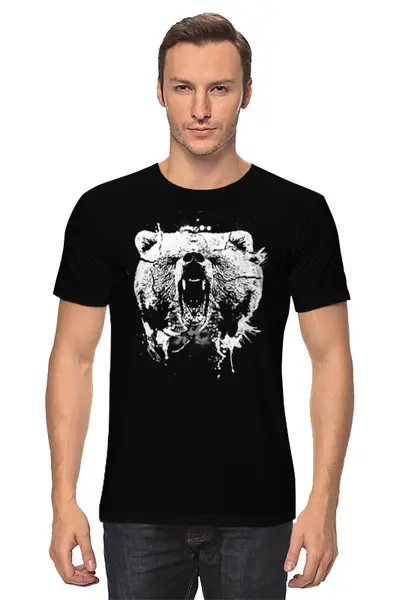 Заказать мужскую футболку в Москве. Футболка классическая Медвежий оскал от printik - готовые дизайны и нанесение принтов.