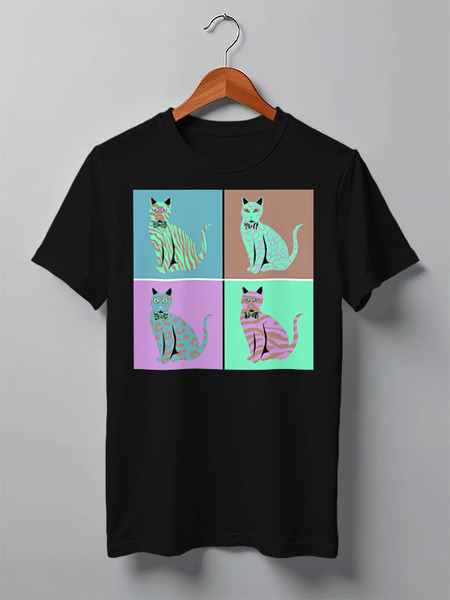 Заказать мужскую футболку в Москве. Футболка классическая Cats Here от oneredfoxstore@gmail.com - готовые дизайны и нанесение принтов.
