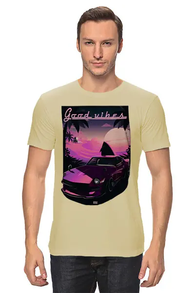 Заказать мужскую футболку в Москве. Футболка классическая Good vibes от Mishka Draws - готовые дизайны и нанесение принтов.
