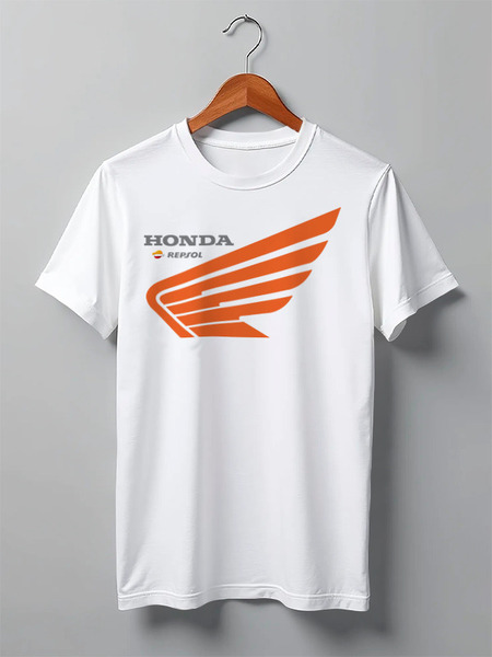 Заказать мужскую футболку в Москве. Футболка классическая Honda repsol от thinkingaboutbmw@mail.ru - готовые дизайны и нанесение принтов.