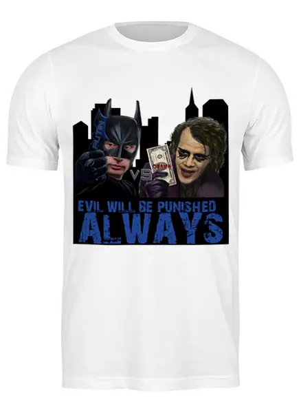 Заказать мужскую футболку в Москве. Футболка классическая Путин Batman        от Savara - готовые дизайны и нанесение принтов.
