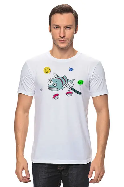 Заказать мужскую футболку в Москве. Футболка классическая Мастер-суши от aniramasatosi@gmail.com - готовые дизайны и нанесение принтов.