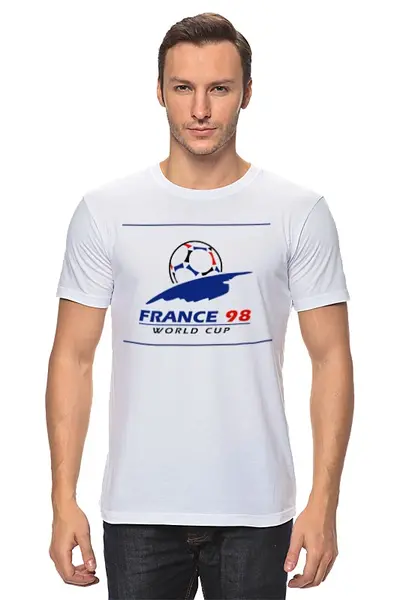 Заказать мужскую футболку в Москве. Футболка классическая Чемпионат мира по футболу 1998 от Fedor - готовые дизайны и нанесение принтов.