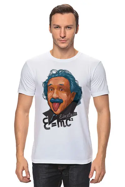 Заказать мужскую футболку в Москве. Футболка классическая Эйнштейн от science - готовые дизайны и нанесение принтов.
