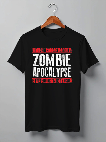 Заказать мужскую футболку в Москве. Футболка классическая Zombie Apocalypse от bobik.sdox - готовые дизайны и нанесение принтов.