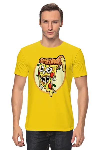 Заказать мужскую футболку в Москве. Футболка классическая Пицца от T-shirt print  - готовые дизайны и нанесение принтов.