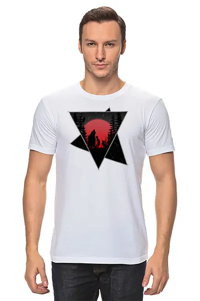 Заказать мужскую футболку в Москве. Футболка классическая Moon Friends от oneredfoxstore@gmail.com - готовые дизайны и нанесение принтов.