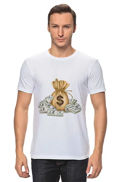 Заказать мужскую футболку в Москве. Футболка классическая Доллар от Ирина - готовые дизайны и нанесение принтов.