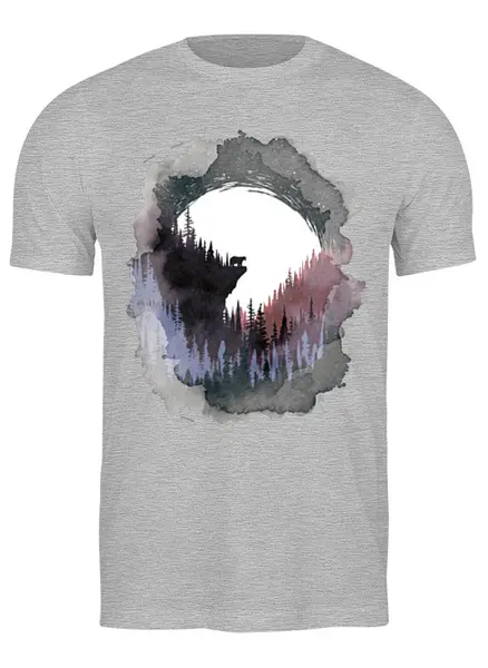 Заказать мужскую футболку в Москве. Футболка классическая Bear and Moon от oneredfoxstore@gmail.com - готовые дизайны и нанесение принтов.