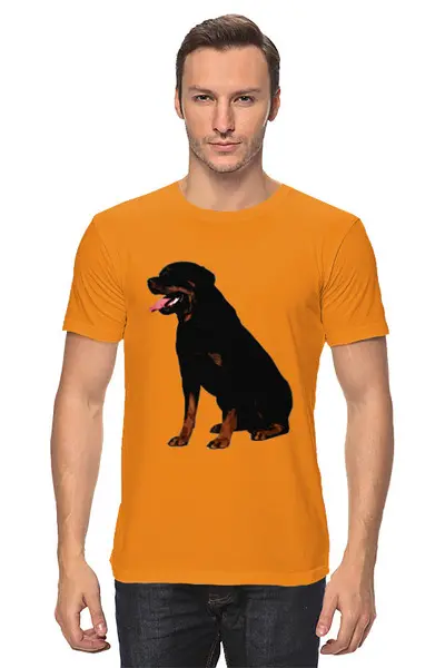 Заказать мужскую футболку в Москве. Футболка классическая Собака - Ротвейлер от BAD OWL - готовые дизайны и нанесение принтов.