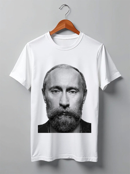 Заказать мужскую футболку в Москве. Футболка классическая Путин с бородой от priceless - готовые дизайны и нанесение принтов.