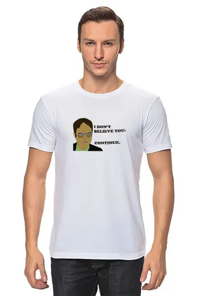 Заказать мужскую футболку в Москве. Футболка классическая Dwight Schrute от crodxe - готовые дизайны и нанесение принтов.