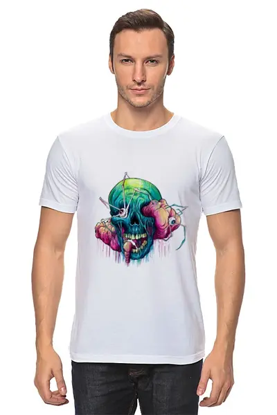 Заказать мужскую футболку в Москве. Футболка классическая Череп от YellowCloverShop - готовые дизайны и нанесение принтов.