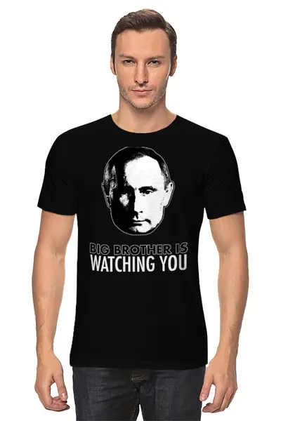Заказать мужскую футболку в Москве. Футболка классическая Big Brother Putin от BigBrotherPu - готовые дизайны и нанесение принтов.