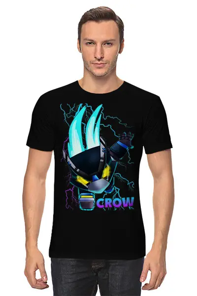 Заказать мужскую футболку в Москве. Футболка классическая Brawl Stars CROW от vista12761@rambler.ru - готовые дизайны и нанесение принтов.