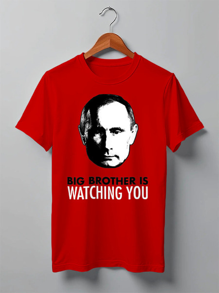 Заказать мужскую футболку в Москве. Футболка классическая Big Brother Putin от BigBrotherPu - готовые дизайны и нанесение принтов.
