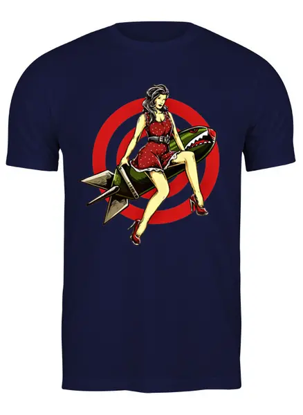 Заказать мужскую футболку в Москве. Футболка классическая pin-up girl от Print design  - готовые дизайны и нанесение принтов.