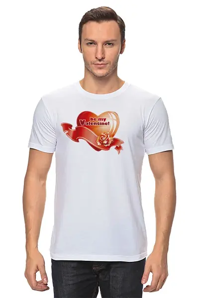 Заказать мужскую футболку в Москве. Футболка классическая "Be my Valentine!" от Abstractiya - готовые дизайны и нанесение принтов.