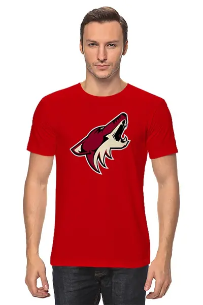 Заказать мужскую футболку в Москве. Футболка классическая Arizona Coyotes от dobryidesign - готовые дизайны и нанесение принтов.