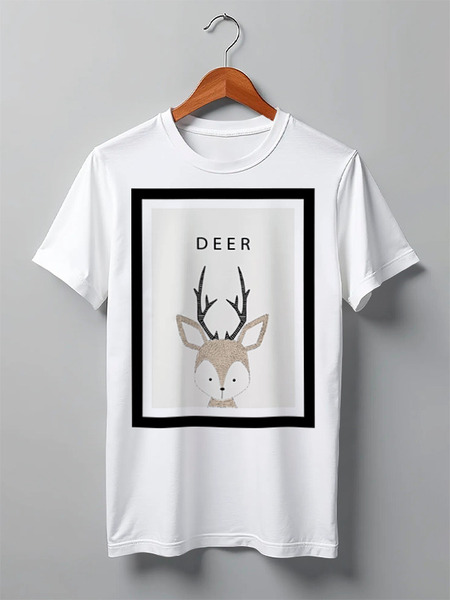 Заказать мужскую футболку в Москве. Футболка классическая Олень в рамке от Илья Щеблецов - готовые дизайны и нанесение принтов.