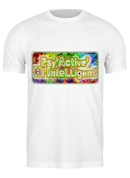 Заказать мужскую футболку в Москве. Футболка классическая Психоактивный Суперъинтеллигент от jaungleback.16@mail.ru - готовые дизайны и нанесение принтов.