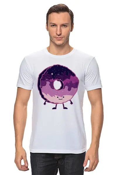 Заказать мужскую футболку в Москве. Футболка классическая Космический Пончик (Space Donut) от coolmag - готовые дизайны и нанесение принтов.