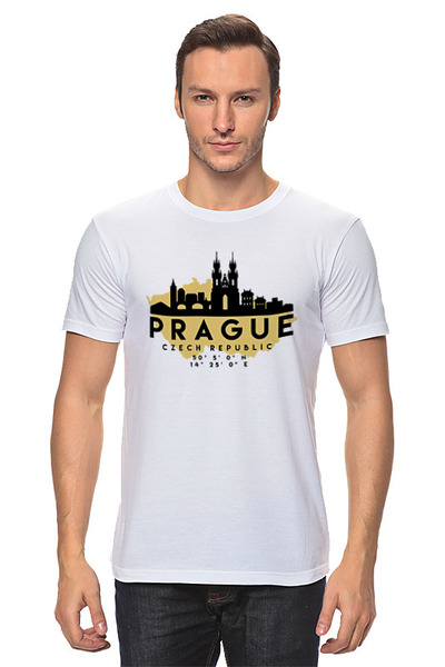 Заказать мужскую футболку в Москве. Футболка классическая Чехия - Прага от skynatural - готовые дизайны и нанесение принтов.