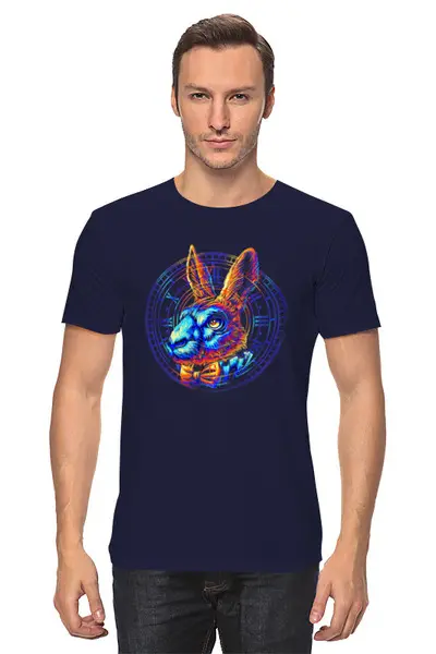 Заказать мужскую футболку в Москве. Футболка классическая Кролик из Алисы от Print design  - готовые дизайны и нанесение принтов.