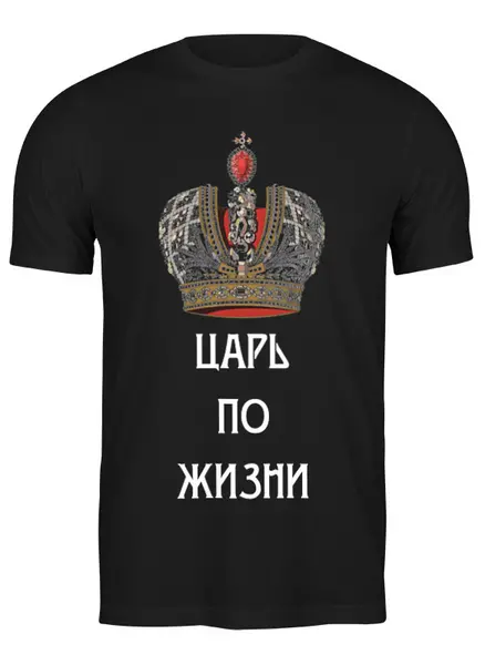 Заказать мужскую футболку в Москве. Футболка классическая Царь по жизни от «Царская Россия» - готовые дизайны и нанесение принтов.
