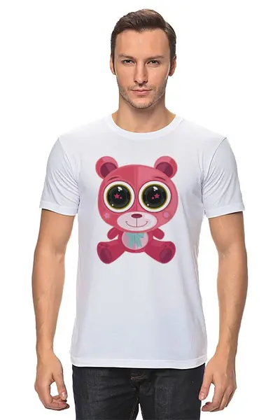 Заказать мужскую футболку в Москве. Футболка классическая Розовый Мишка (Bear) от trugift - готовые дизайны и нанесение принтов.