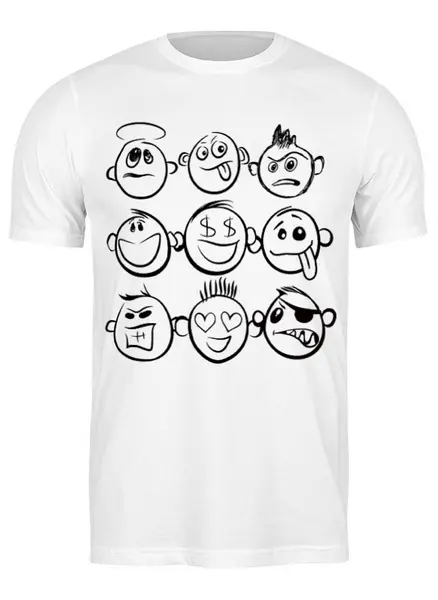 Заказать мужскую футболку в Москве. Футболка классическая Рожицы от kirkinpuzel666@yandex.ru - готовые дизайны и нанесение принтов.