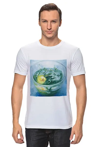 Заказать мужскую футболку в Москве. Футболка классическая Чашка чая с лимоном и мятой от artoutloop - готовые дизайны и нанесение принтов.
