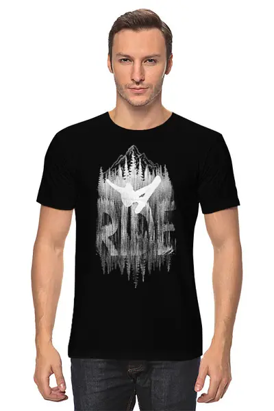 Заказать мужскую футболку в Москве. Футболка классическая Snowride от oneredfoxstore@gmail.com - готовые дизайны и нанесение принтов.