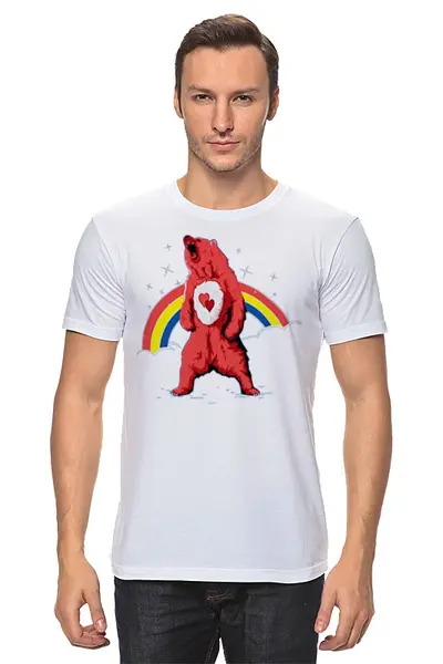 Заказать мужскую футболку в Москве. Футболка классическая Влюблённый медведь от Leichenwagen - готовые дизайны и нанесение принтов.