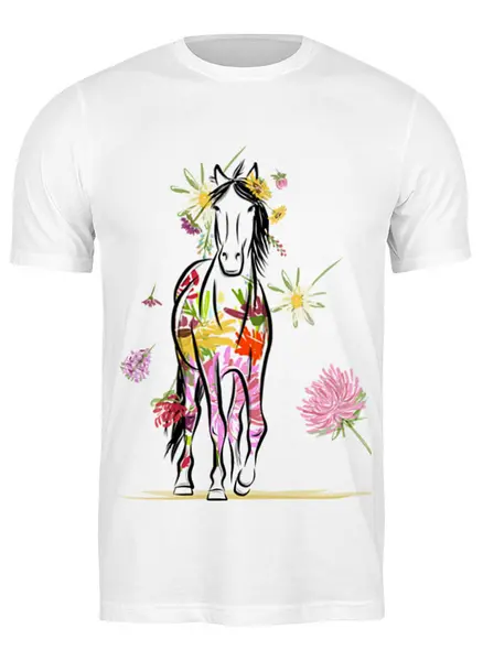 Заказать мужскую футболку в Москве. Футболка классическая horse от Команда помощи немецким боксерам - готовые дизайны и нанесение принтов.