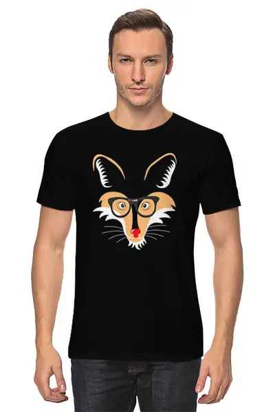 Заказать мужскую футболку в Москве. Футболка классическая Лис (Fox) от nadegda - готовые дизайны и нанесение принтов.