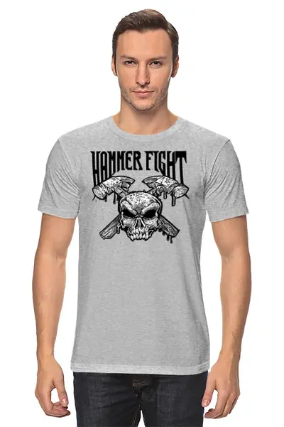 Заказать мужскую футболку в Москве. Футболка классическая Hammer Fight от Leichenwagen - готовые дизайны и нанесение принтов.