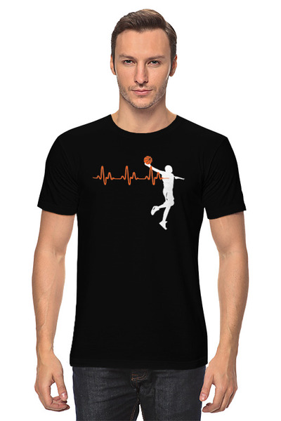 Заказать мужскую футболку в Москве. Футболка классическая Пульс баскетбола от skynatural - готовые дизайны и нанесение принтов.