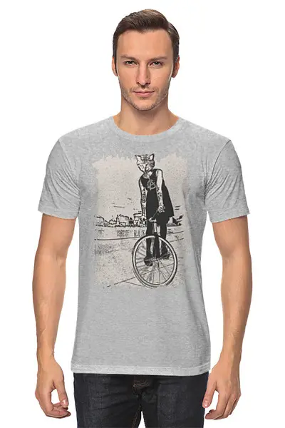 Заказать мужскую футболку в Москве. Футболка классическая Bike Punk Cat от oneredfoxstore@gmail.com - готовые дизайны и нанесение принтов.
