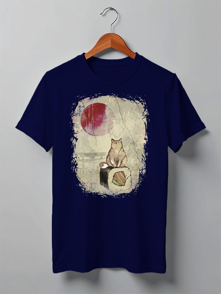 Заказать мужскую футболку в Москве. Футболка классическая Japan Sushi Cat от oneredfoxstore@gmail.com - готовые дизайны и нанесение принтов.