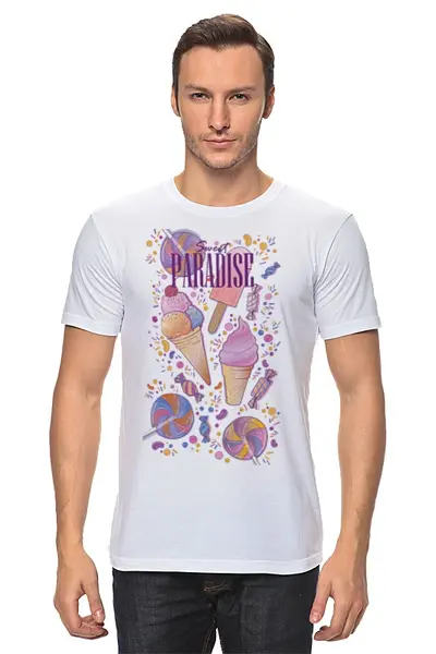 Заказать мужскую футболку в Москве. Футболка классическая Sweet Paradise от Алиса Арифулина - готовые дизайны и нанесение принтов.