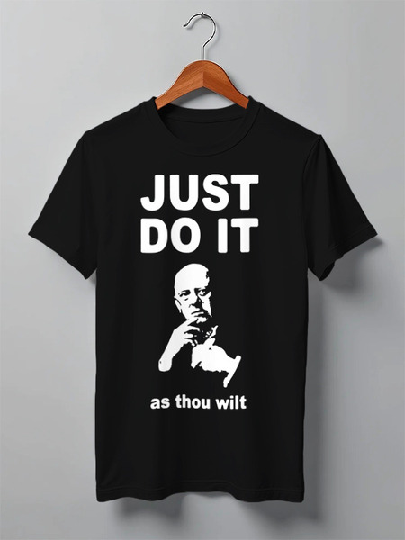 Заказать мужскую футболку в Москве. Футболка классическая Just do it (as thou wilt) от Vorohn - готовые дизайны и нанесение принтов.