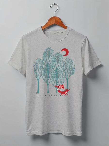 Заказать мужскую футболку в Москве. Футболка классическая Fox Here от oneredfoxstore@gmail.com - готовые дизайны и нанесение принтов.