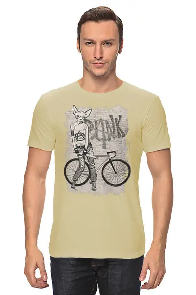Заказать мужскую футболку в Москве. Футболка классическая Bike Punk Cat от oneredfoxstore@gmail.com - готовые дизайны и нанесение принтов.
