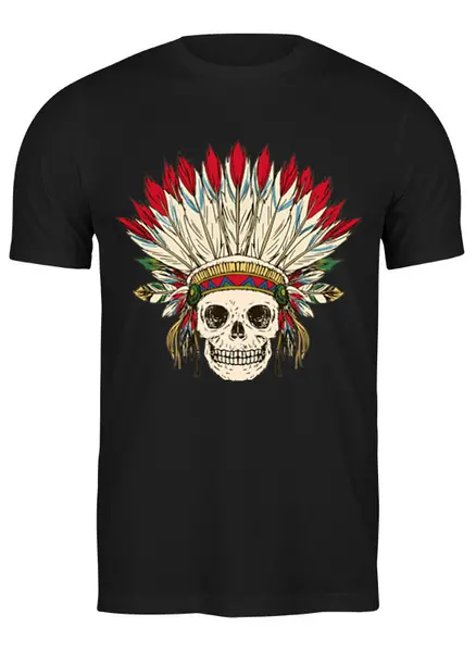 Заказать мужскую футболку в Москве. Футболка классическая Индейский череп от BeliySlon - готовые дизайны и нанесение принтов.