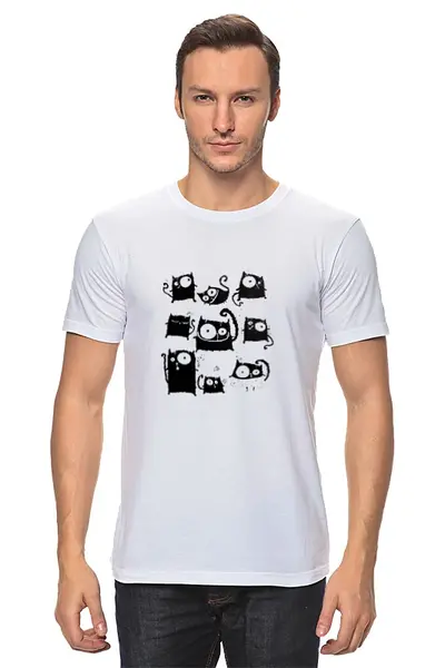 Заказать мужскую футболку в Москве. Футболка классическая Кошки 5 от Виктор Гришин - готовые дизайны и нанесение принтов.