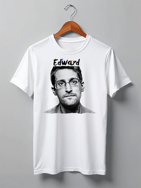 Заказать мужскую футболку в Москве. Футболка классическая Edward Snowden от Leichenwagen - готовые дизайны и нанесение принтов.