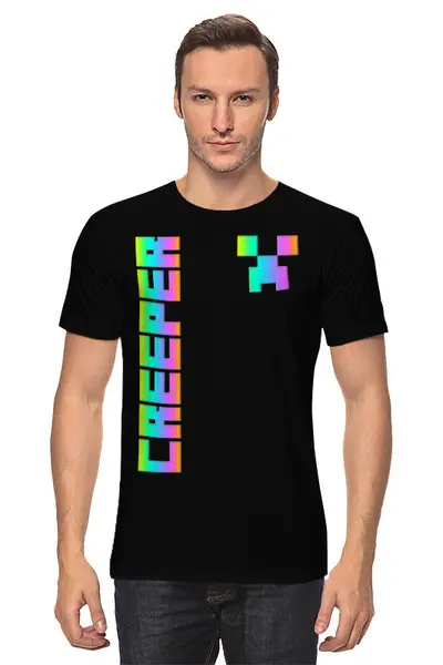 Заказать мужскую футболку в Москве. Футболка классическая MINECRAFT CREEPER от weeert - готовые дизайны и нанесение принтов.