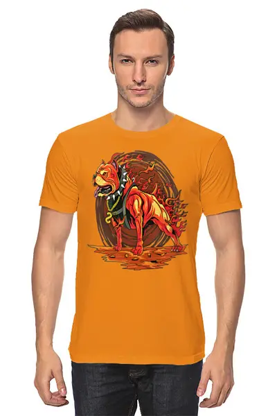 Заказать мужскую футболку в Москве. Футболка классическая Боевая псина от T-shirt print  - готовые дизайны и нанесение принтов.