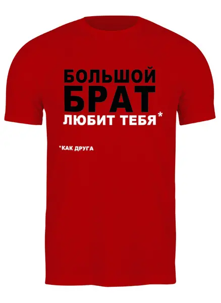 Заказать мужскую футболку в Москве. Футболка классическая Большой брат любит тебя как друга от Evgeny Revenko - готовые дизайны и нанесение принтов.